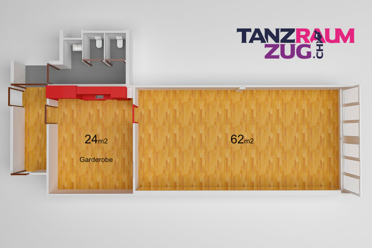 Grundriss des Tanz Raum Zug
